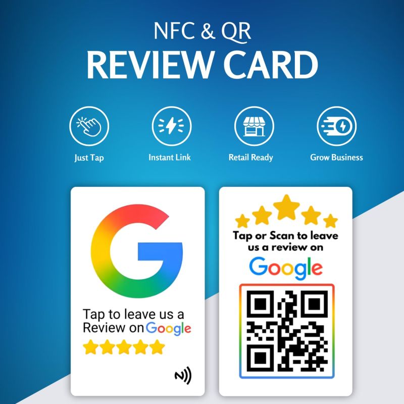 Information graphic from the Amazon listing for tinydabba Review NFC Card