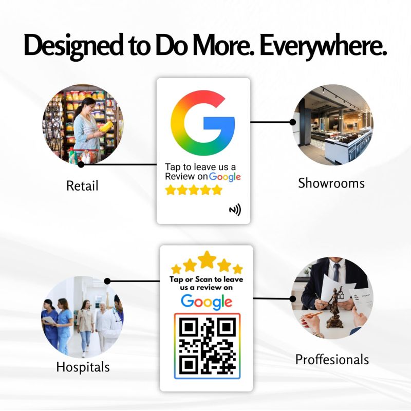 Information graphic from the Amazon listing for tinydabba Review NFC Card