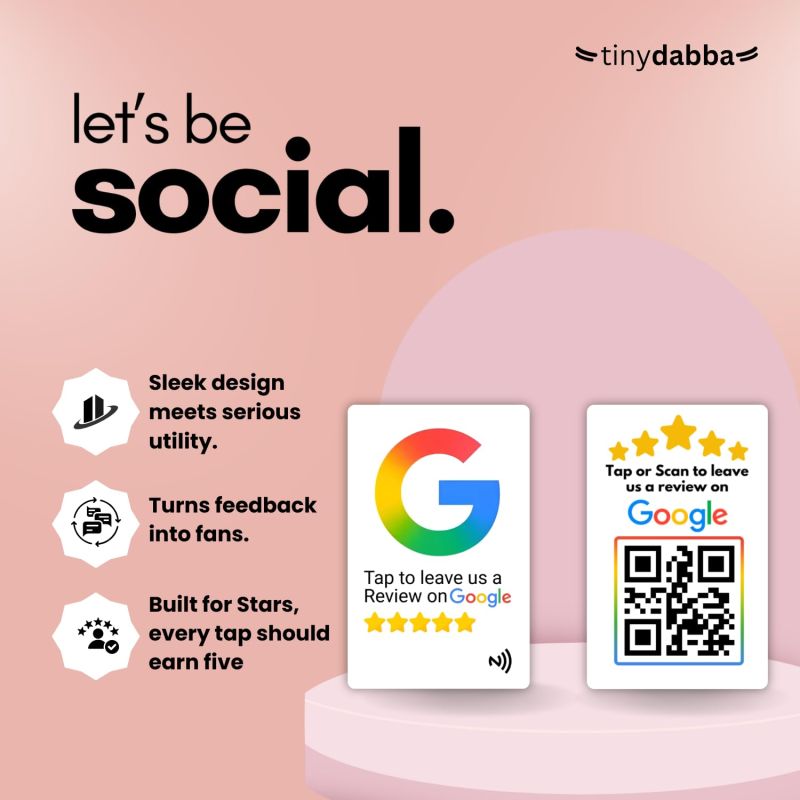 Information graphic from the Amazon listing for tinydabba Review NFC Card