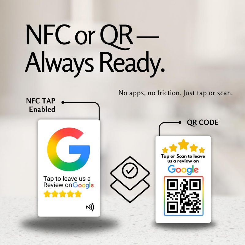Information graphic from the Amazon listing for tinydabba Review NFC Card