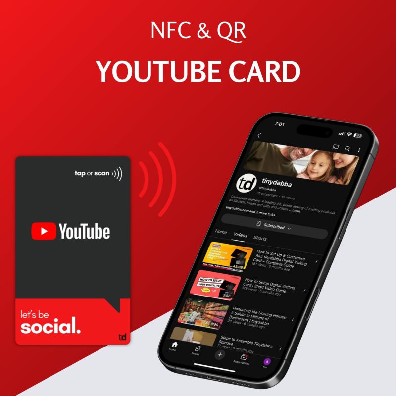 Information graphic from the Amazon listing for YouTube NFC Subscribe Card
