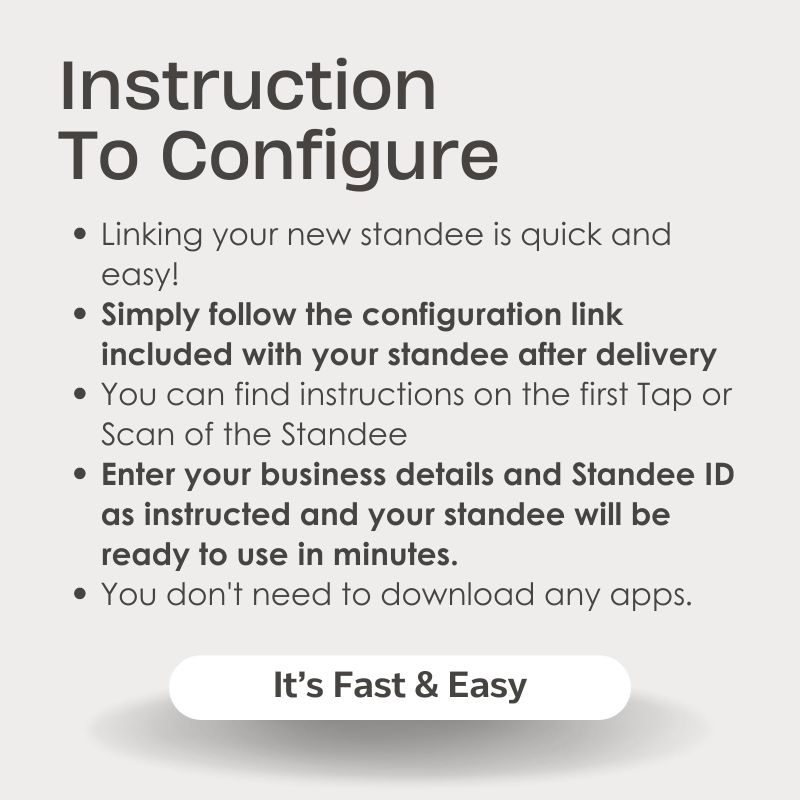 Information graphic from the Amazon listing for tinydabba Review NFC Standee with QR Code