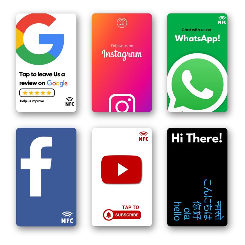 tinydabba Review NFC Card, Pack of 6 cards, Social Media, Whatsapp, Instagram, Youtube and Digital Business Card