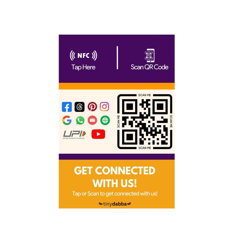 tinydabba NFC Standee for Review, Facebook, Instagram, X, WhatsApp, CRM, YouTube, E-Mail & Website