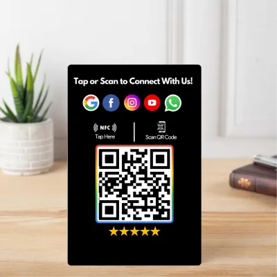 tinydabba All In one NFC Standee for Review, Facebook, Instagram, X, WhatsApp, CRM, YouTube, E-Mail & Website, from the Amazon listing