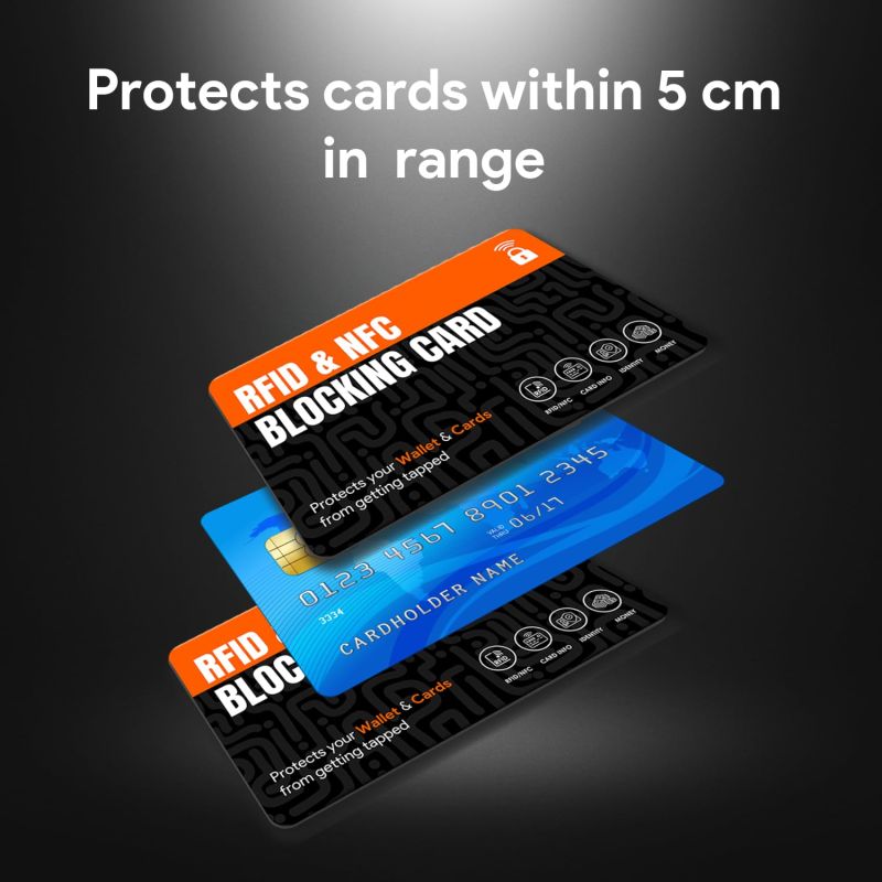 Information graphic from the Amazon listing for tinydabba NFC Blocking Cards (2-Pack)