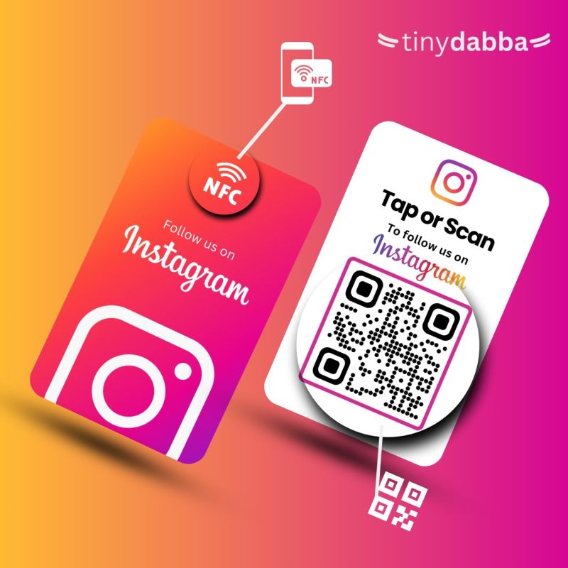 Information graphic from the Amazon listing for tinydabba Instagram NFC & QR Card