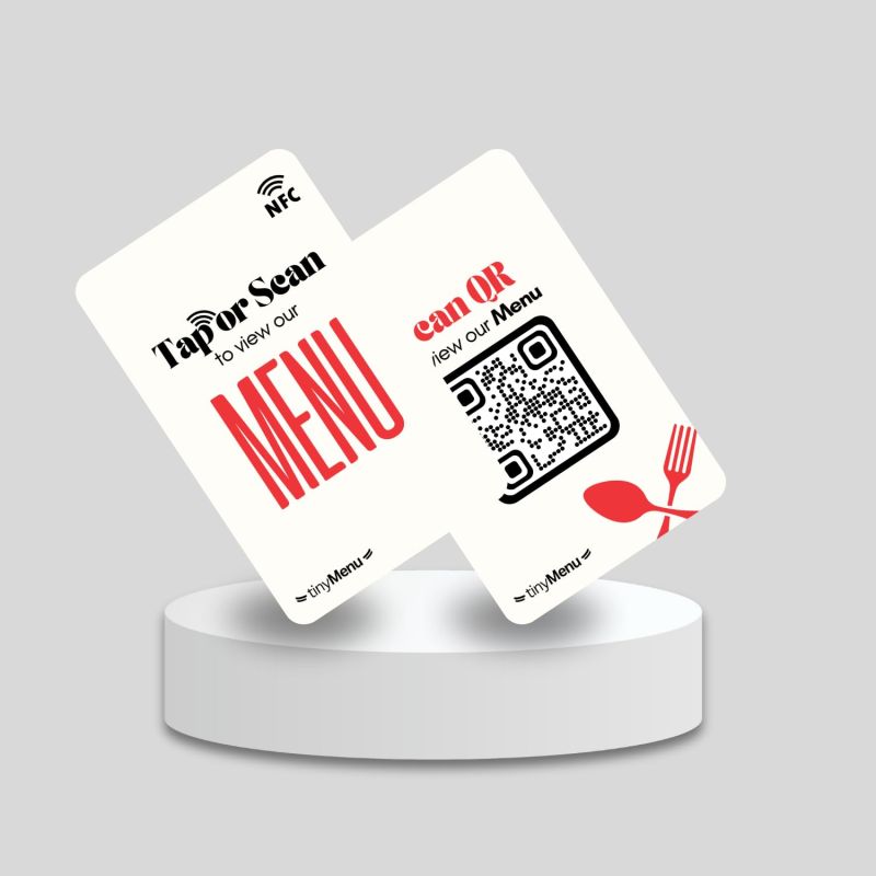 Information graphic from the Amazon listing for tinydabba Menu NFC Card