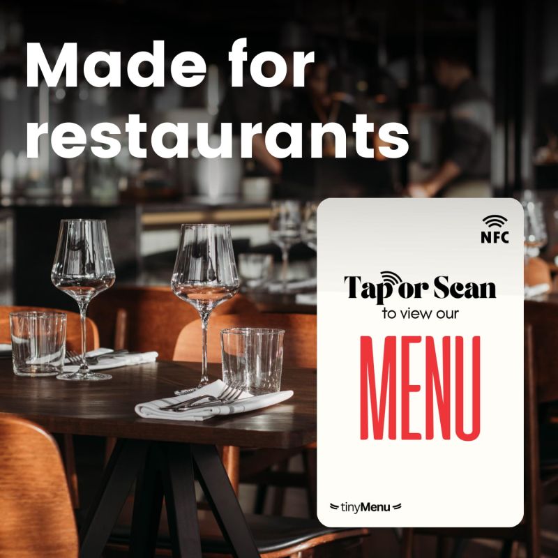 Information graphic from the Amazon listing for tinydabba Menu NFC Card