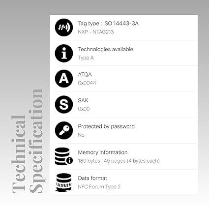 Information graphic from the Amazon listing for tinydabba NFC Tag Stickers