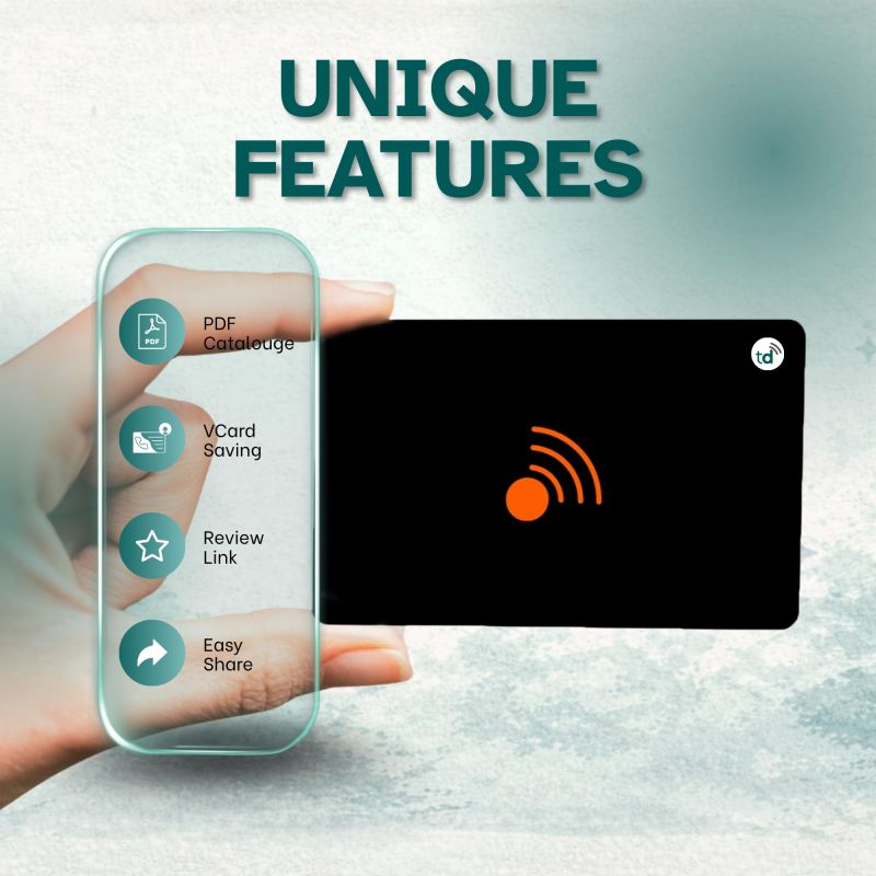 Information graphic from the Amazon listing for tinydabba SuperNFC Smart Digital Business Card