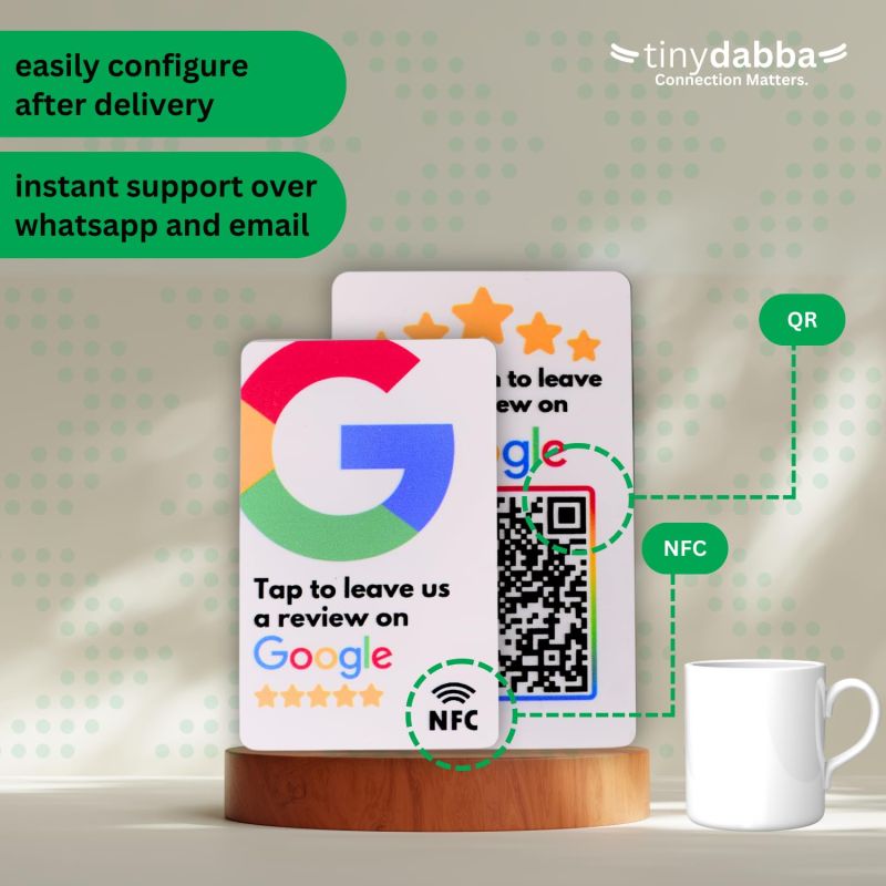 Information graphic from the Amazon listing for tinydabba Review Card