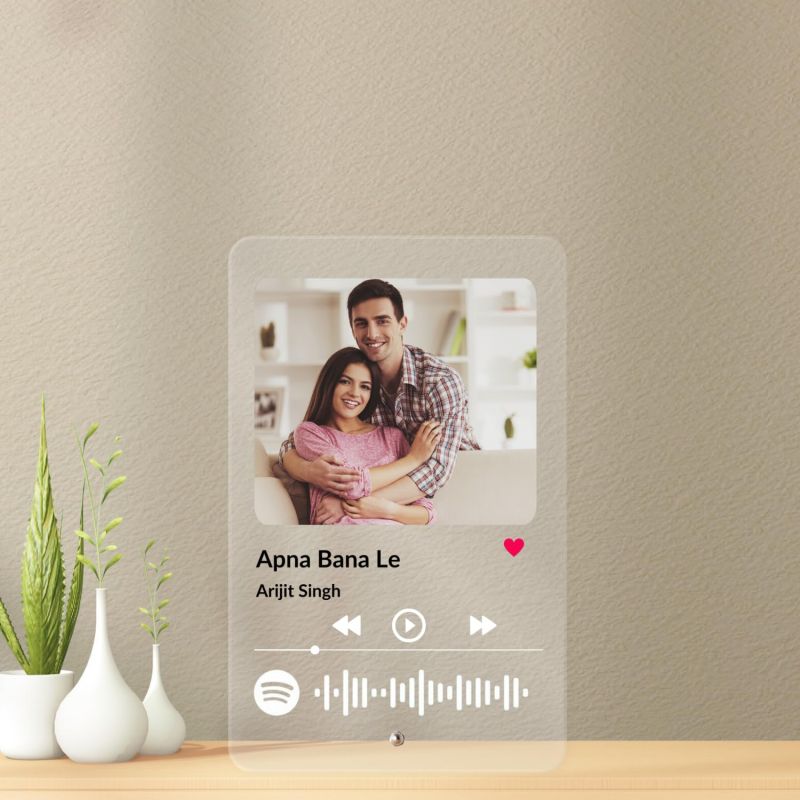 tinydabba Custom Acrylic Spotify Frame w/Photo & Scannable Code