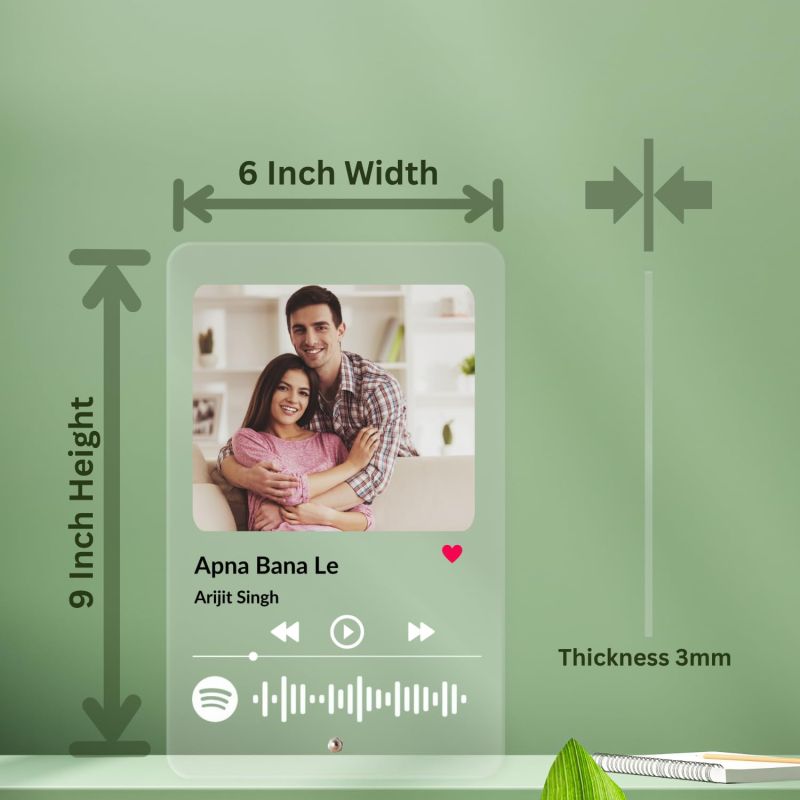 Information graphic from the Amazon listing for tinydabba Custom Acrylic Spotify Frame w/Photo & Scannable Code