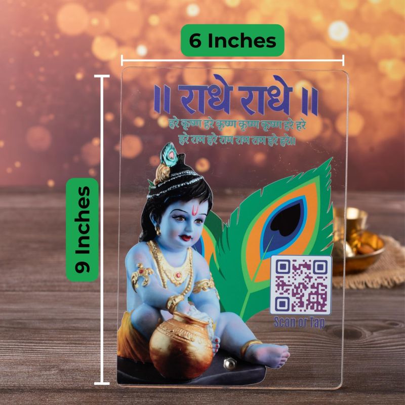 Information graphic from the Amazon listing for Krishna Photo Frame with QR & NFC