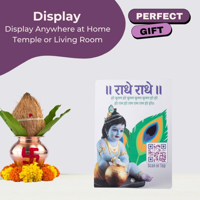 Information graphic from the Amazon listing for Krishna Photo Frame with QR & NFC