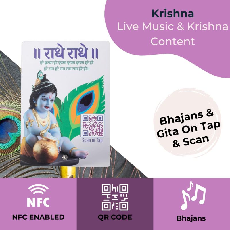 Information graphic from the Amazon listing for Krishna Photo Frame with QR & NFC