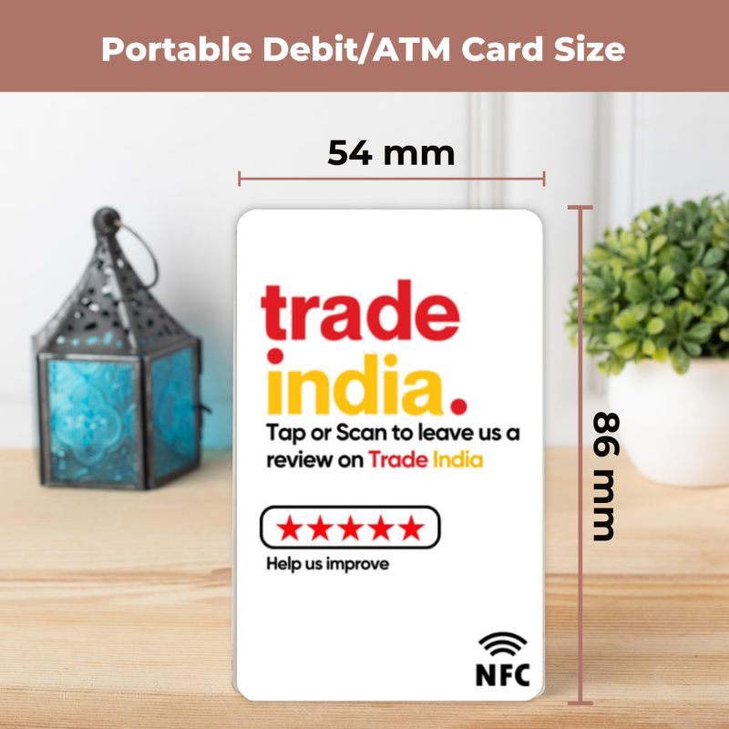 Information graphic from the Amazon listing for tinydabba Trade India Review NFC Card