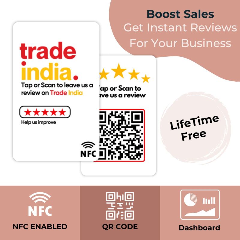 Information graphic from the Amazon listing for tinydabba Trade India Review NFC Card