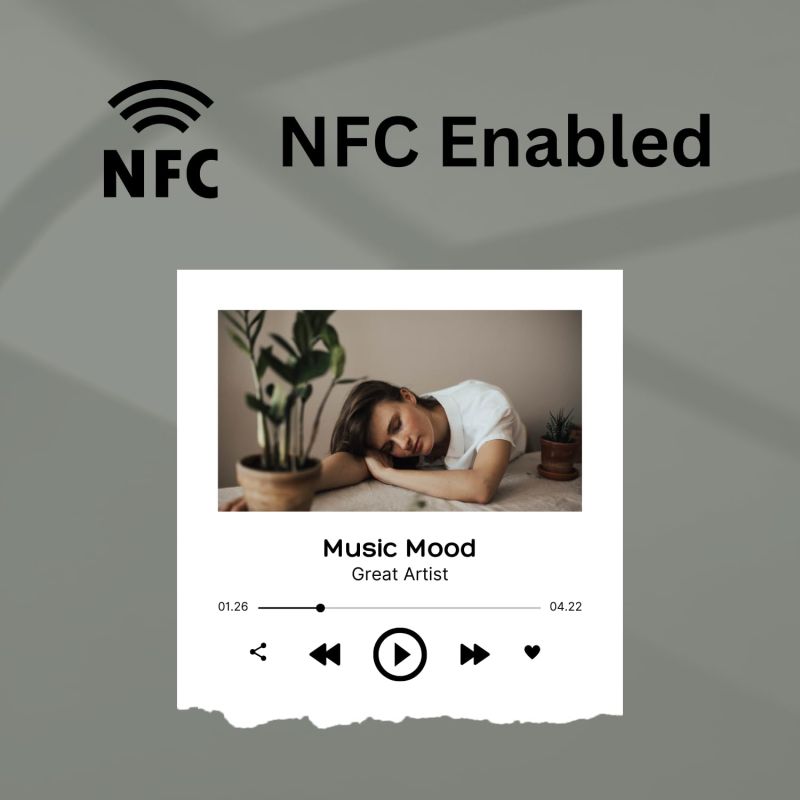 Information graphic from the Amazon listing for tinydabba Personalized UV-Printed NFC Wallet Card with Photo & Spotify Song