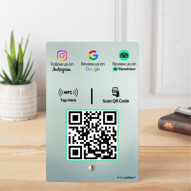 tinydabba Instgram + Review + tripadvisor 3-in-1 combo NFC Standee with QR Code