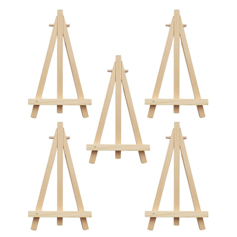 tinydabba 6-Inch Mini Wooden Easel Set (Pack of 5)