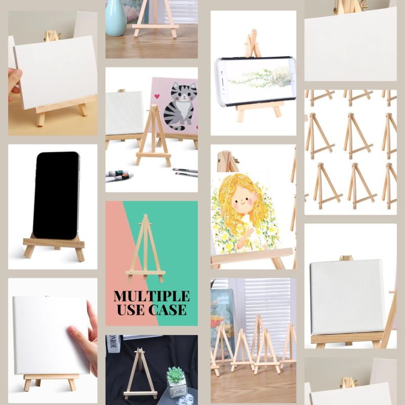 Information graphic from the Amazon listing for tinydabba 6-Inch Mini Wooden Easel Set (Pack of 5)