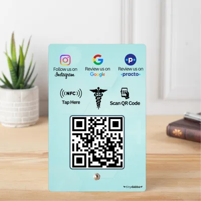 tinydabba Practo + Review + Instgram 3-in-1 Doctor combo NFC Standee with QR Code, from the Amazon listing