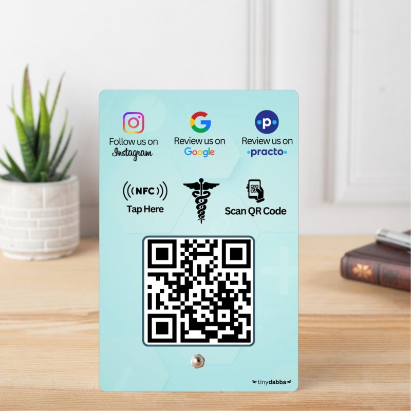 tinydabba Practo + Review + Instgram 3-in-1 Doctor combo NFC Standee with QR Code