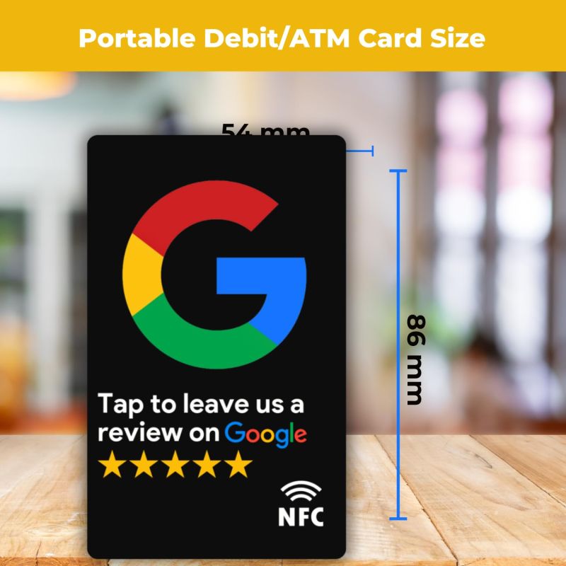 Information graphic from the Amazon listing for tinydabba Review NFC Card Black