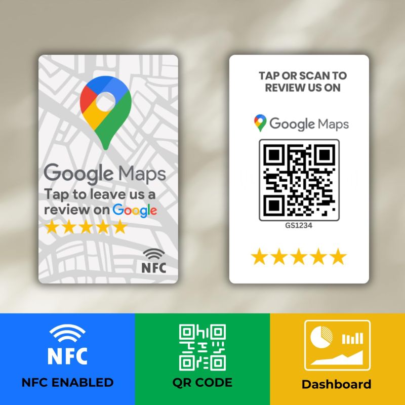 Information graphic from the Amazon listing for tinydabba Review NFC Card Maps Edition
