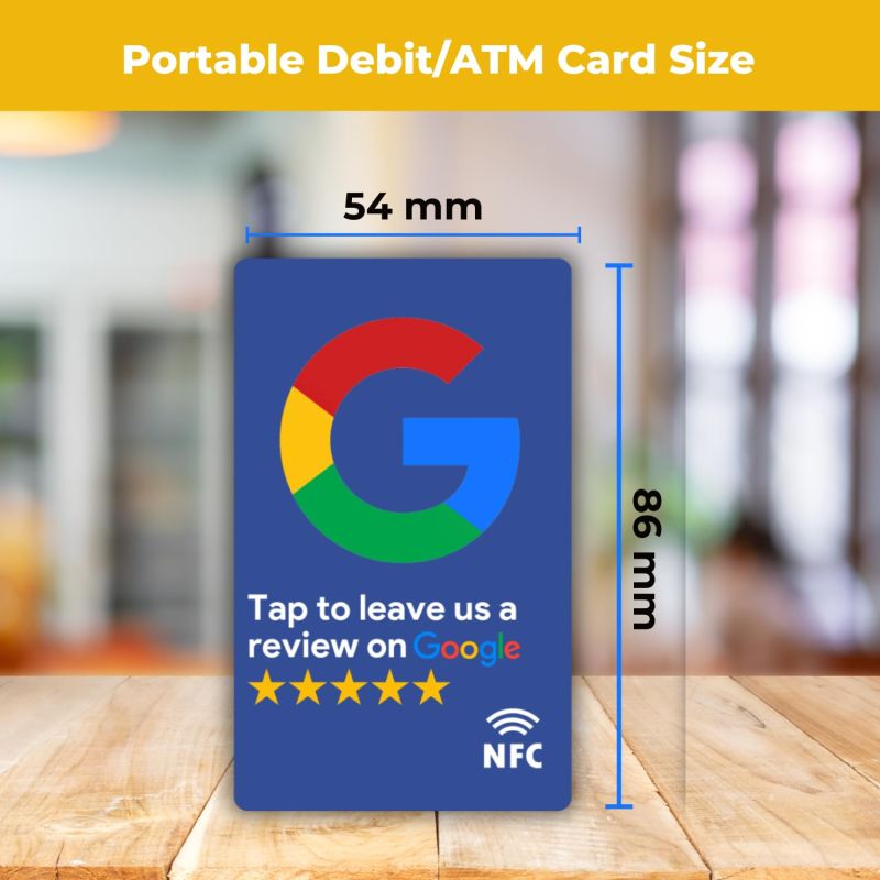 Information graphic from the Amazon listing for tinydabba Review NFC Card Blue