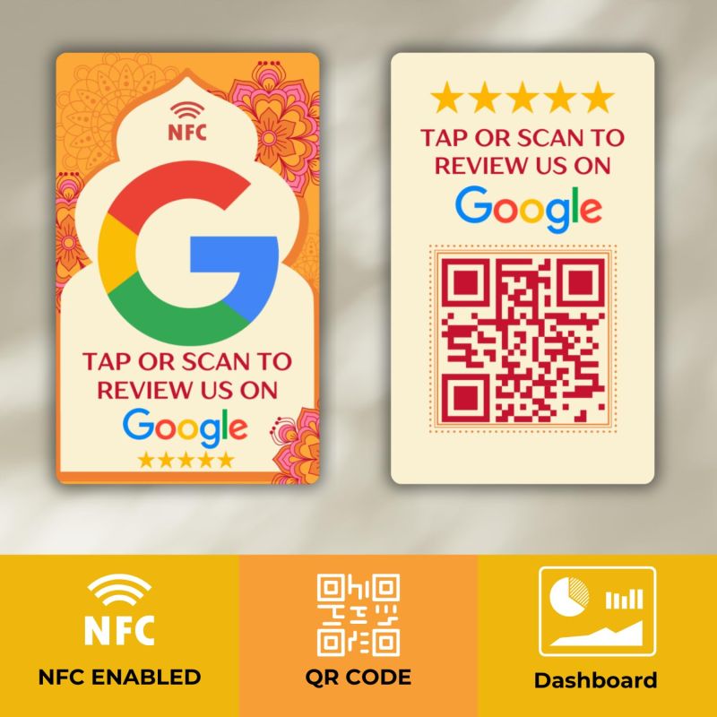 Information graphic from the Amazon listing for tinydabba Review NFC Card Diwali Edition