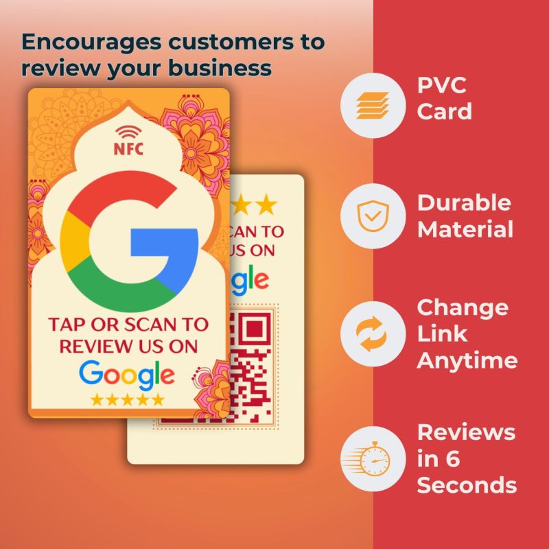Information graphic from the Amazon listing for tinydabba Review NFC Card Diwali Edition