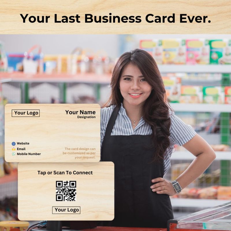 Information graphic from the Amazon listing for tinydabba NFC & QR-Enabled Business Card