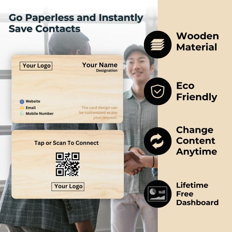 Information graphic from the Amazon listing for tinydabba NFC & QR-Enabled Business Card