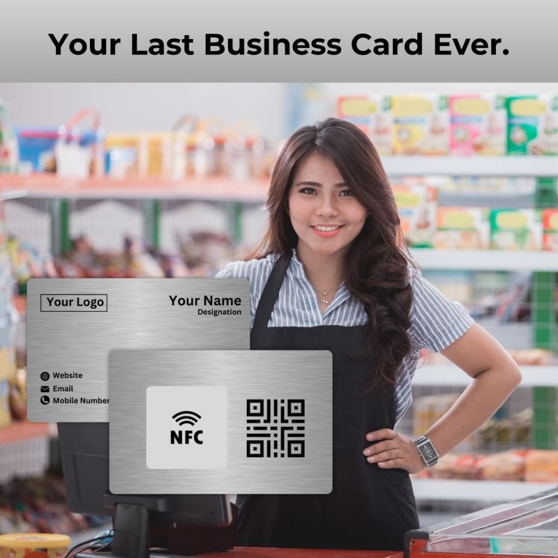 Information graphic from the Amazon listing for tinydabba NFC & QR-Enabled Business Card