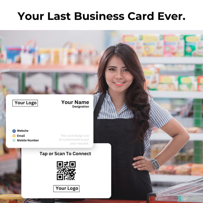 Information graphic from the Amazon listing for tinydabba NFC & QR-Enabled Business Card