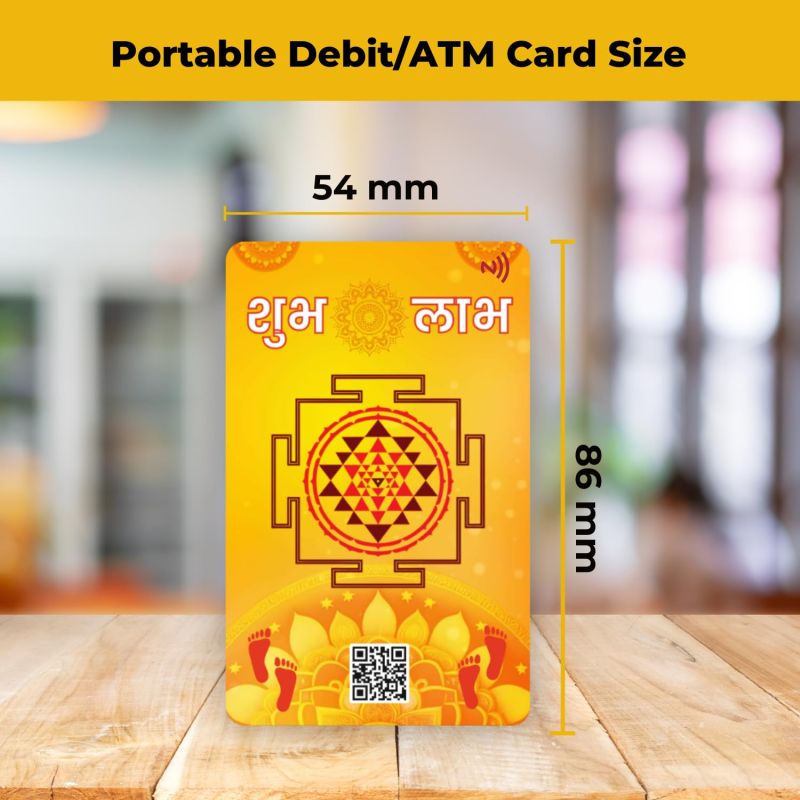 Information graphic from the Amazon listing for Maa Laxmi Ji Shree Yantra NFC & QR Code Card with Charan Paduka