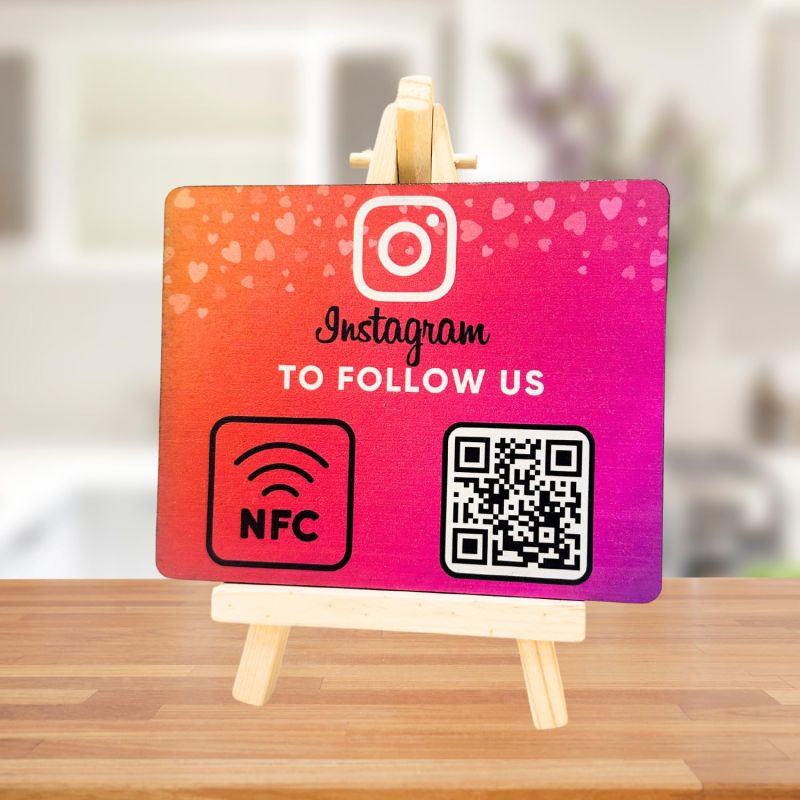 tinydabba Wooden Instagrm NFC Standee with QR Code (With Wooden Stand)