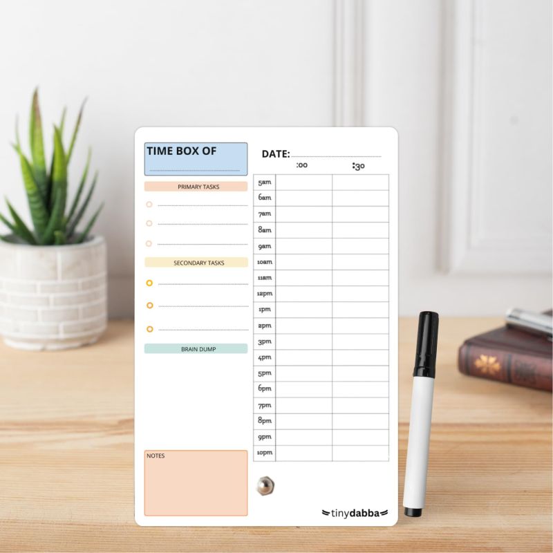 tinydabba Daily Planner Organizer, Timebox (4x6 inch)