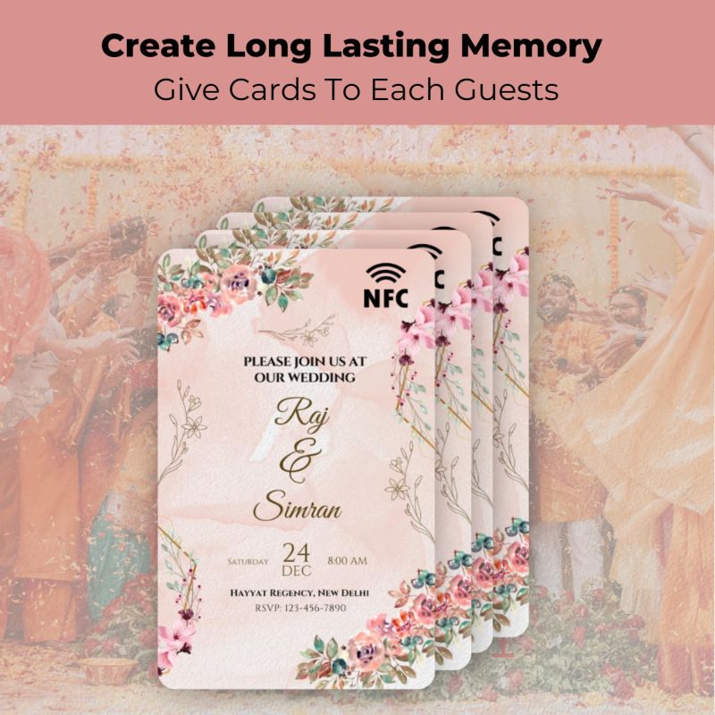 Information graphic from the Amazon listing for tinydabba Custom Wedding NFC & QR Card