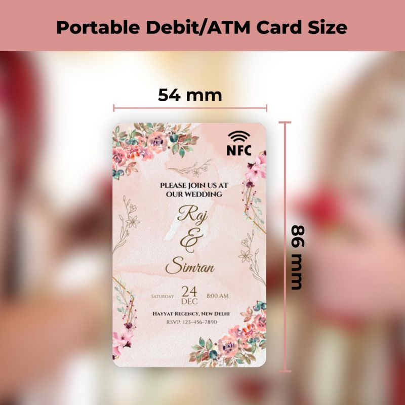 Information graphic from the Amazon listing for tinydabba Custom Wedding NFC & QR Card