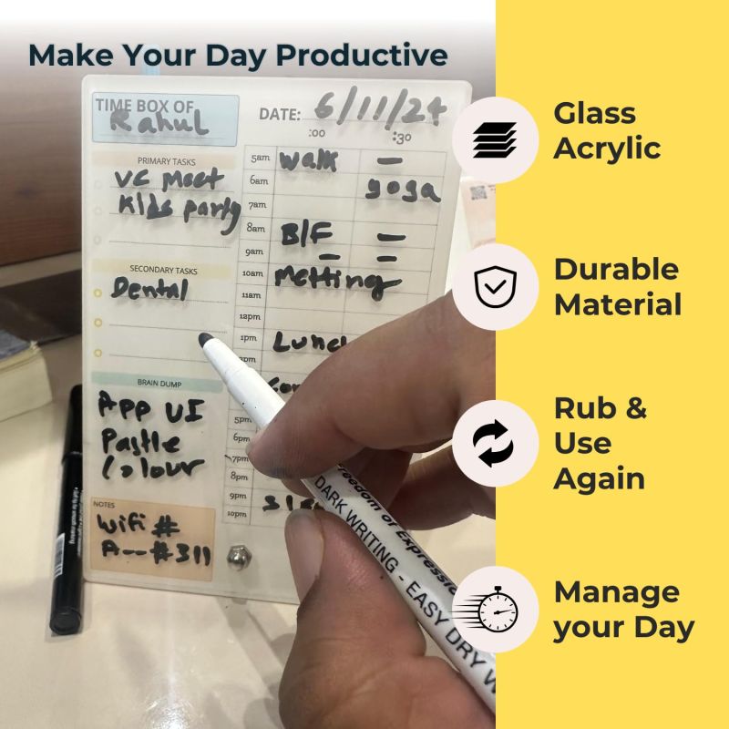 Information graphic from the Amazon listing for tinydabba Daily Planner Organizer, Timebox