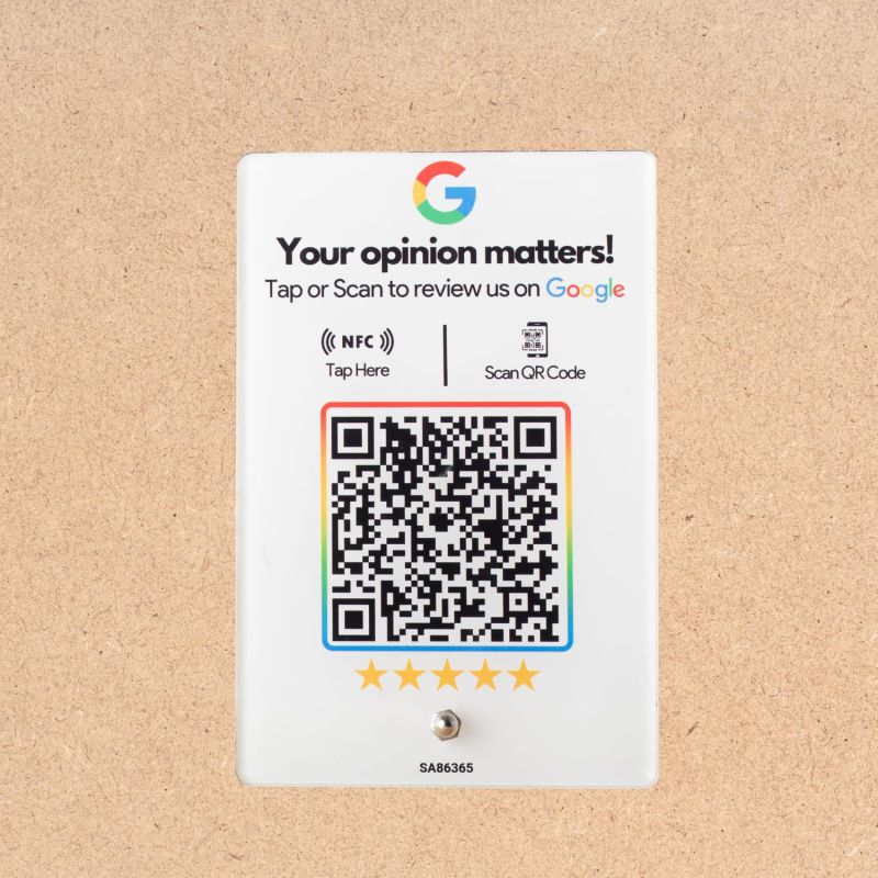 tinydabba Wooden (White Printed) Review NFC Standee with QR Code