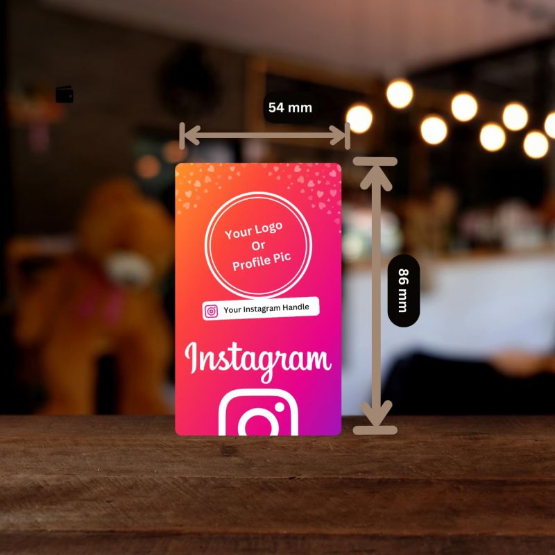 Information graphic from the Amazon listing for Custom Instagram NFC Card