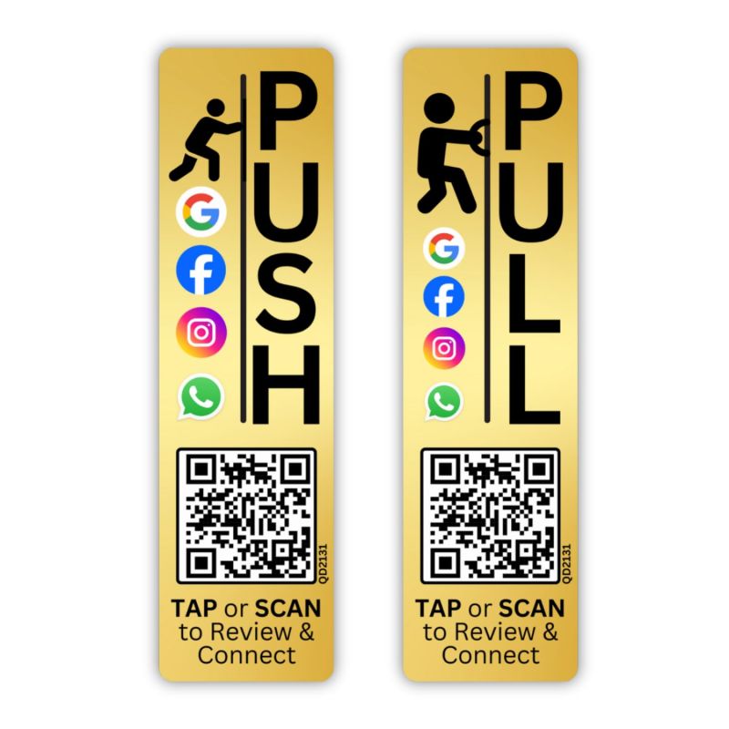 tinydabba Push Pull Golden Glass Door Acrylic Signage