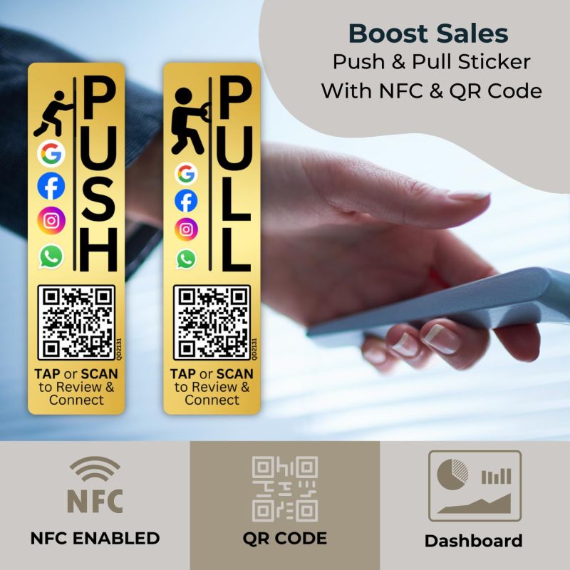 Information graphic from the Amazon listing for tinydabba Push Pull Golden Glass Door Acrylic Signage