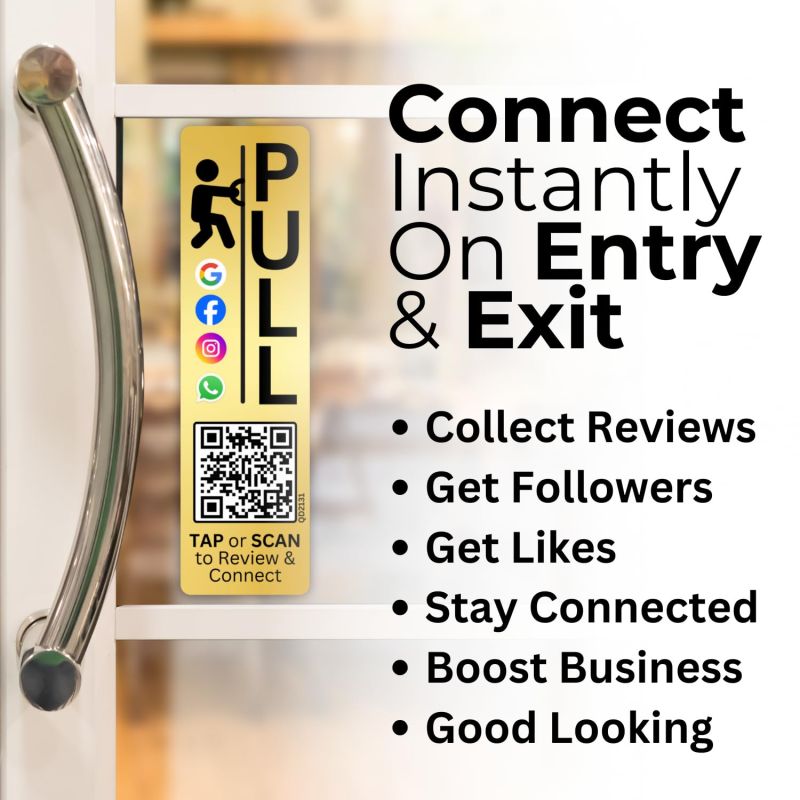 Information graphic from the Amazon listing for tinydabba Push Pull Golden Glass Door Acrylic Signage