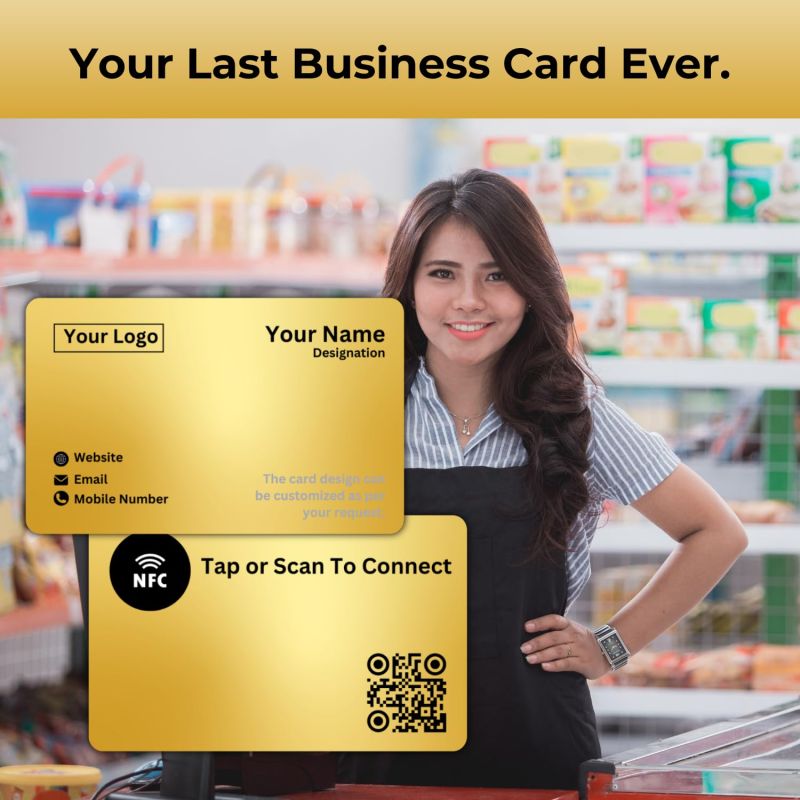 Information graphic from the Amazon listing for tinydabba NFC & QR-Enabled Business Card